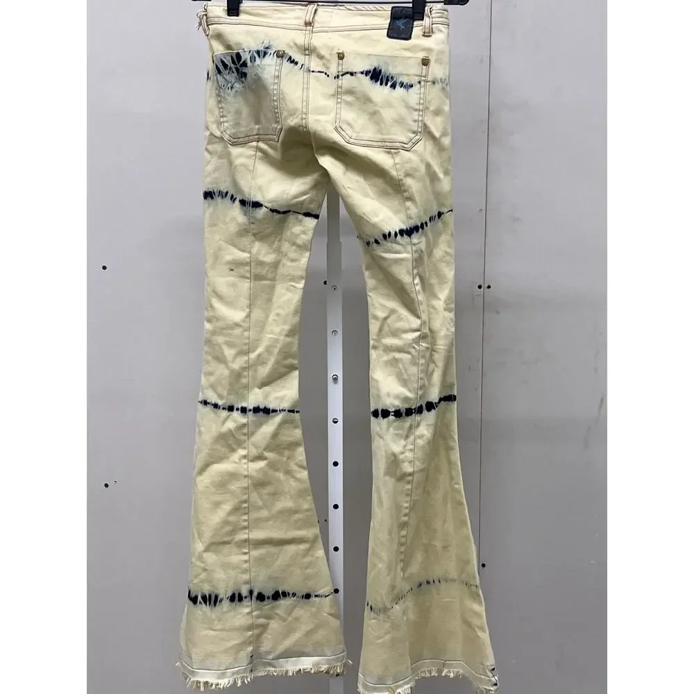 One Teaspoon 24 Bleach Tie Dye Ziggy Beach Flare Leg Patch Pocket Low Rise Jeans - Picture 3 of 4